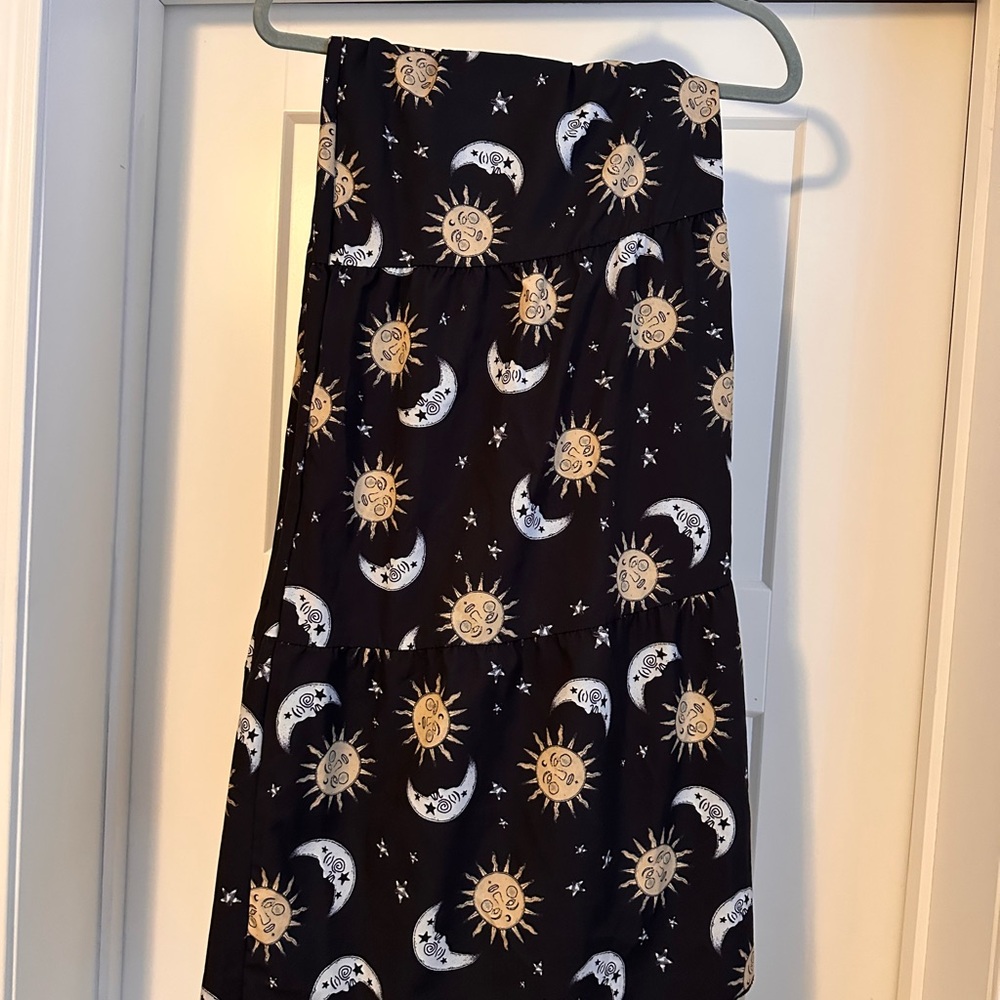 SHEIN Black Maxi Skirt with Gold Celestial Design